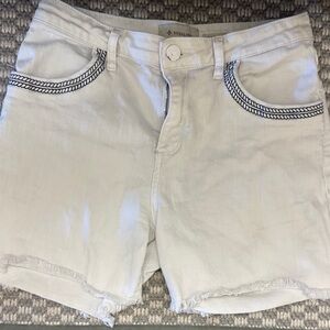 Denim&Co White Jean Shorts with Black Accents